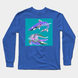 the king of the sea and the swamp the shark and the crocodile Long Sleeve T-Shirt